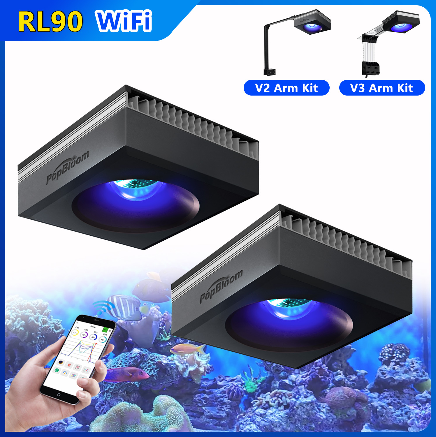 Aquarium Marine Rock - PopBloom 2PCS RL90 LED Aquarium Reef